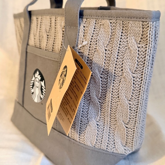 Starbucks Gray Cable Knit Canvas Tote Bag - Taiwan Exclusive Edition NWT - Picture 7 of 12